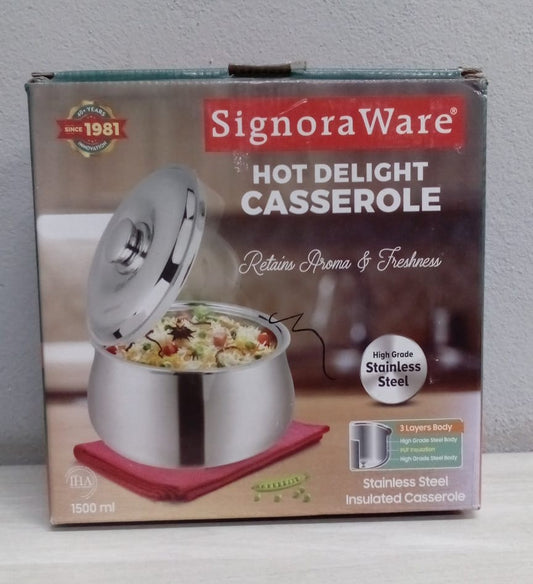 Signora Ware Stainless Steel Hot Delight Casserole 1500ml