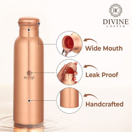 Divine Copper Water Bottle - Pie Plain 600ML