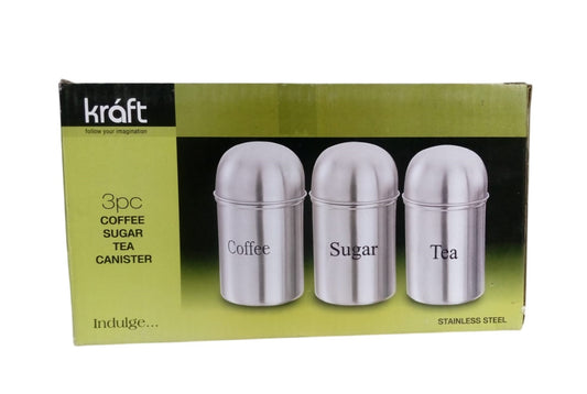 Kraft SS (3pcs) Set Tea, Suger, Coffee  Canister