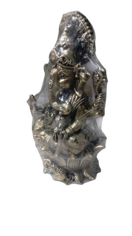 3D Brass Ganesh Sitting on Lotus Status