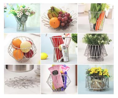 Multipurpose Folding fruit Basket Stainless Steel Fruit & Vegetable Basket