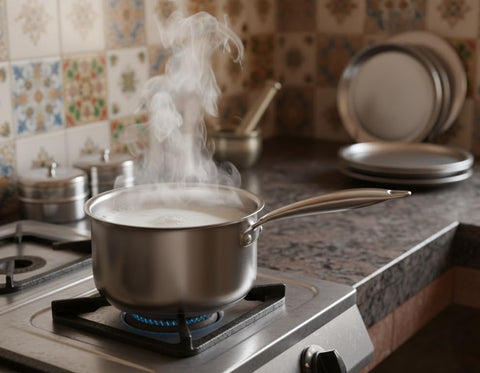 Triply Stainless Steel Saucepan - 16cm / 1.7 litres | 3-Layer Cookware | Ideal for Tea, Coffee, Milk, Sauces & Soups | Induction & Gas Stove Compatible