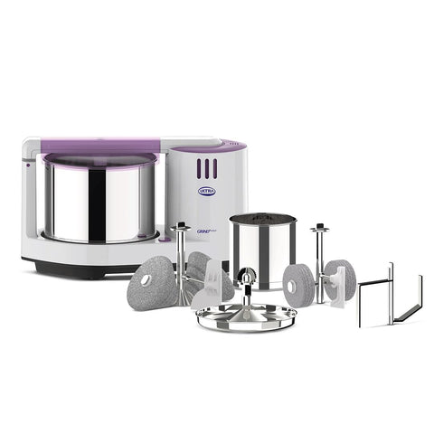 Ultra Grind+ Gold Wet Grinder Celebration Pack | 2L Multiutility Drum with Conical Stones, 1L Spice Mix Drum with Cylindrical Stone, Coconut scraper, Atta kneader & AISI 304 Food Grade Stainless Steel