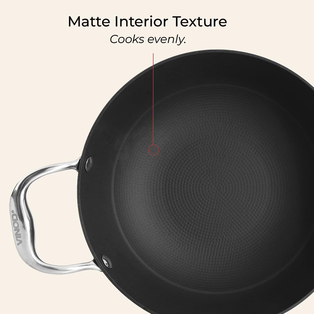 Vinod Ferona 26cm Lightweight Cast Iron Kadai | No Seasoning