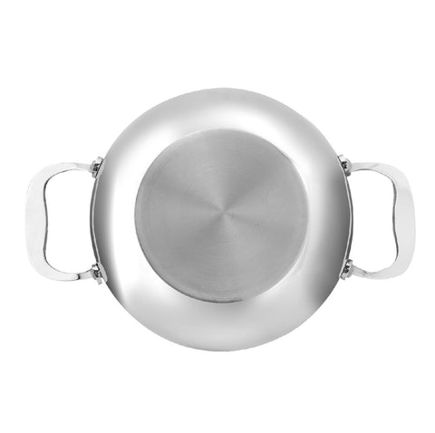 Vinod Platinum Tripy Stainless Steel Mini Kadai - 14cm (600 ml), Compact Design for Healthy Cooking, Induction Friendly Versatile Small kadhai, Use Less Oil, Sturdy and Durable - 5 Years Warranty