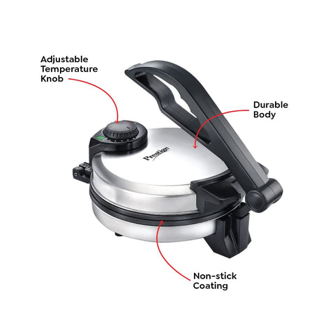 Prestige PRM 3.0 900-Watt Roti Maker - Non-Stick Surface, Silver