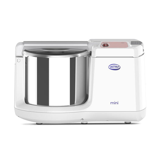 Ultra Mini 1.25 Litre Table Top Wet Grinder - White | Fast Grinding Conical Stones, 85W Power & 5 Years Warranty | AISI 304 Food-Grade SS Multi Utility Cylindrical Drum, Compact Design for Kitchen