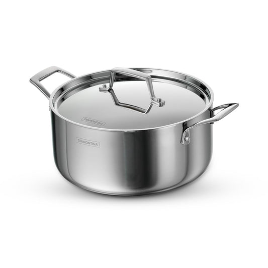 Tramontina AEION TriPly 24cm / 4.8L Stainless Steel Biryani Pot with lid | 2Kg Rice Handi, Curry Pots for Cooking | One Pot Cooking | Gas & Induction Compatible | NSF Certified | 10 Year Warranty