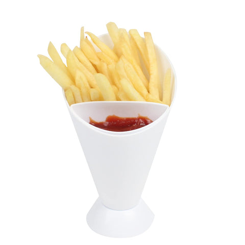 Milton French Fry Holder and Ketchup Cups Set 2 in 1 | French Fry Cone Dipping Cups for French Fries and Veggies | Fries Cup with Dipping Container French Fries Holder, Potato Chips Cup for Home Restaurant