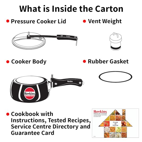 Hawkins 2 Litre Contura Black Pressure Cooker, Hard Anodised Inner Lid Cooker, Handi Cooker, Black (CB20)