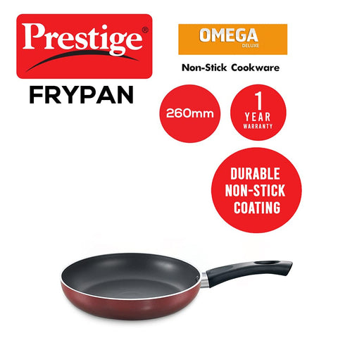 Prestige TTK OMG DLX Sleeve Induction Base Non-Stick Aluminium Fry Pan, 26cm, Red
