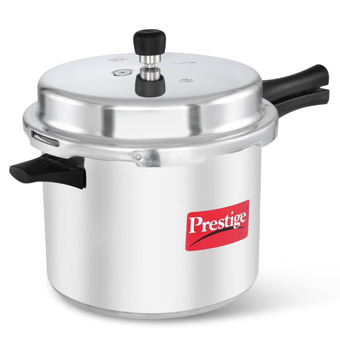 Prestige 10 Litre Aluminium Popular Outerlid Pressure Cooker | Virgin Aluminium| Gas Compatible|Controlled Gasket Release System|5 years warranty|ISI Certified