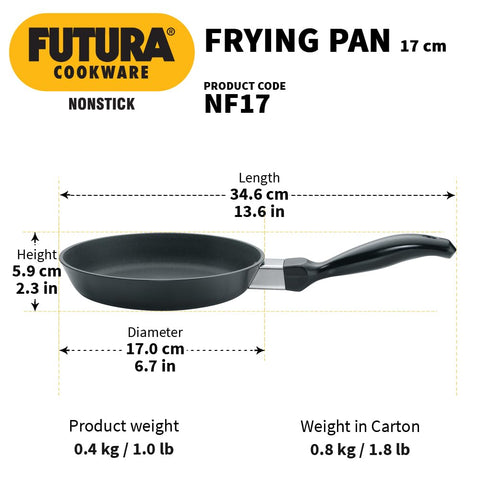 Hawkins Futura 17 cm Frying Pan, Non Stick Fry Pan, Small Frying Pan, Black (NF17)