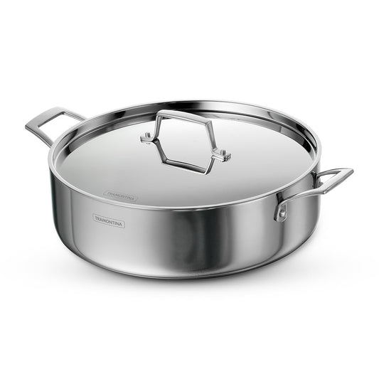 Tramontina AEION TriPly 30cm/6.2L Stainless Steel Biryani Pot with Heavy Lid | 3Kg Rice Lagan Handi | Dum Biryani Cooking Pot | Heavy Bottom | Gas & Induction Ready | NSF Certified | 10 Year Warranty