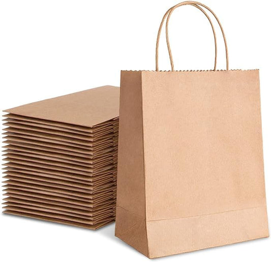 Brown Paper Bags With Handles for Wedding, Party Favors, Kraft Grocery Shopping, Retail Merchandise