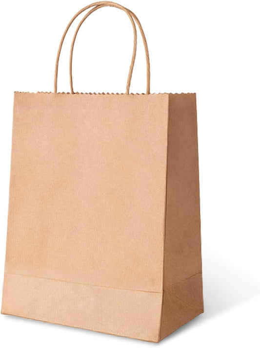 Brown Paper Bags With Handles for Wedding, Party Favors, Kraft Grocery Shopping, Retail Merchandise