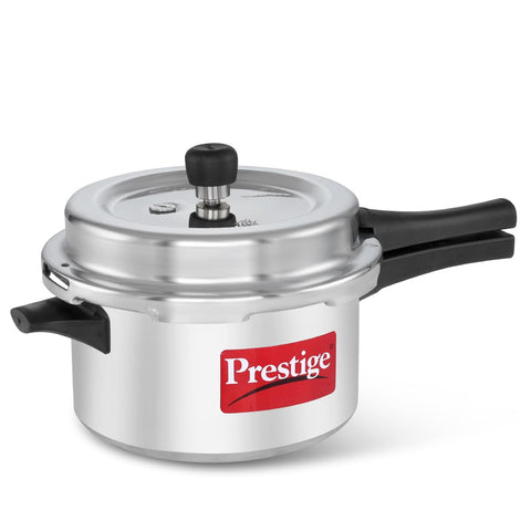 Prestige 4 Litre Aluminium Popular Svachh Outerlid Pressure Cooker|Deep Lid for spillage Control|Virgin Aluminium|Gas Compatible|Controlled Gasket Release System|5 years warranty|ISI Certified