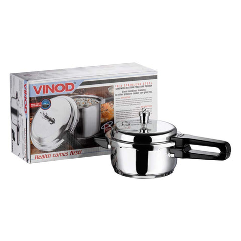 Vinod 8L Stainless Steel Cooker | Sandwich Bottom, Induction