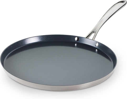 TRAMONTINA Fusao Healthy Triply Ceramic 30Cm Dosa Tawa 4mm Thick | Uttapam Tawa | Roti Tawa | Parantha | Induction Friendly |Stay Cool Handle I 10 Year Warranty
