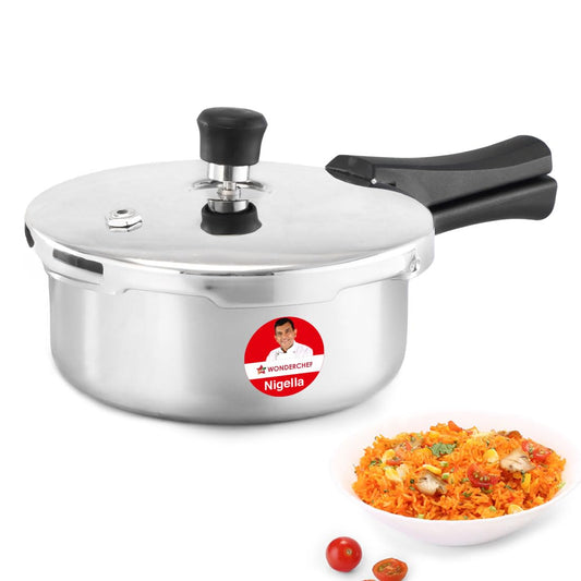 Wonderchef Nigella Triply Stainless Steel Pressure Cooker 2L, Outer Lid, Gas, Induction Compatible & Ceramic Cooktop, ISI Certified, Da Vinci Collection, Uniform Heating, 5-Year Warranty