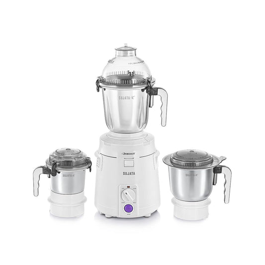 Sujata Dynamix 900 Watts Mixer Grinder | 22000 Rotations Per Min | 90 Minutes Continuous Running | 3 Versatile Jars 1500 ml, 1000 ml and 500 ml (White)