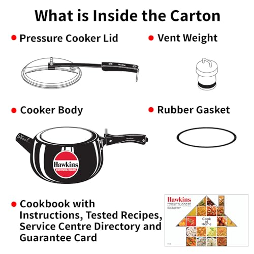 Hawkins Contura Black Pressure Cooker, 5 Litre, Black (CB50)
