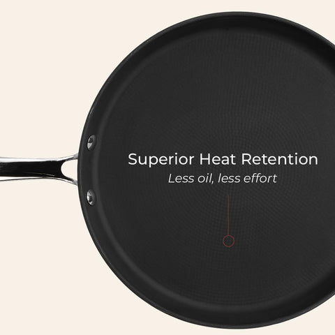 Vinod Ferona Lightweight Cast Iron Dosa Tawa - 27 cm | No Seasoning Required | Naturally Stick-Free | Steel Riveted Handle | Metal Spoon Safe | Gas, Induction Base | PTFE & PFOA Free | 2-Year Warranty