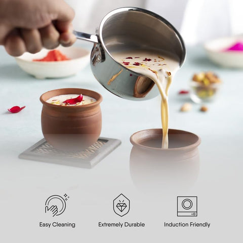 Stahl Artisan Triply Stainless Steel Mikro Saucepan, Mini Milk Pan, 1 Cup Tea/Coffee Pan, Induction & Gas Stove Compatible, 450 ml