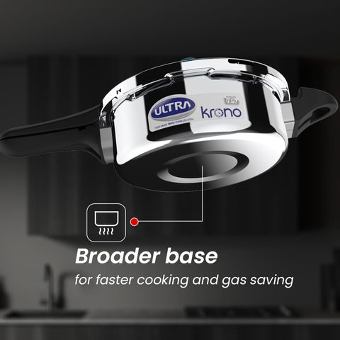Ultra Triply Krono Pressure Cooker 3.5 Litre | Whistle Counter | Spillage Control | AISI 304 Food Grade Stainless Steel Cooker | 5 Years Warranty | Cooks Fast & Saves Gas | SCTS Technology