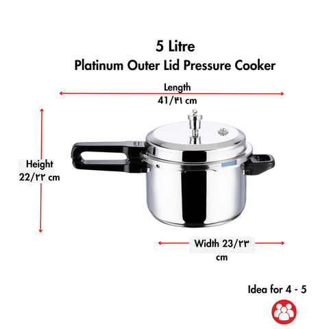 Vinod Platinum Triply Stainless Steel Outer Lid Pressure Cooker 2 Litre | ISI Certified | Induction & Gas Stove Compatible | Silver | 2 Year Warranty