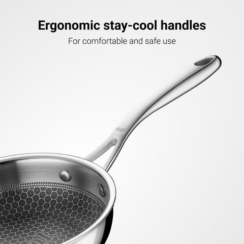 Stahl Artisan Hybrid Triply Frying Pan Without Lid 0.9 L, 18 cm, Induction Base Non Stick Fry Pan, Stainless Steel Frying Pan