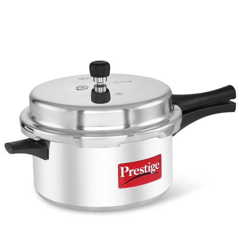 Prestige 7.5 Litres Popular Outer Lid Aluminium Pressure Cooker |Metallic Safety Plug | Gasket Release System | Silver |5 years warranty