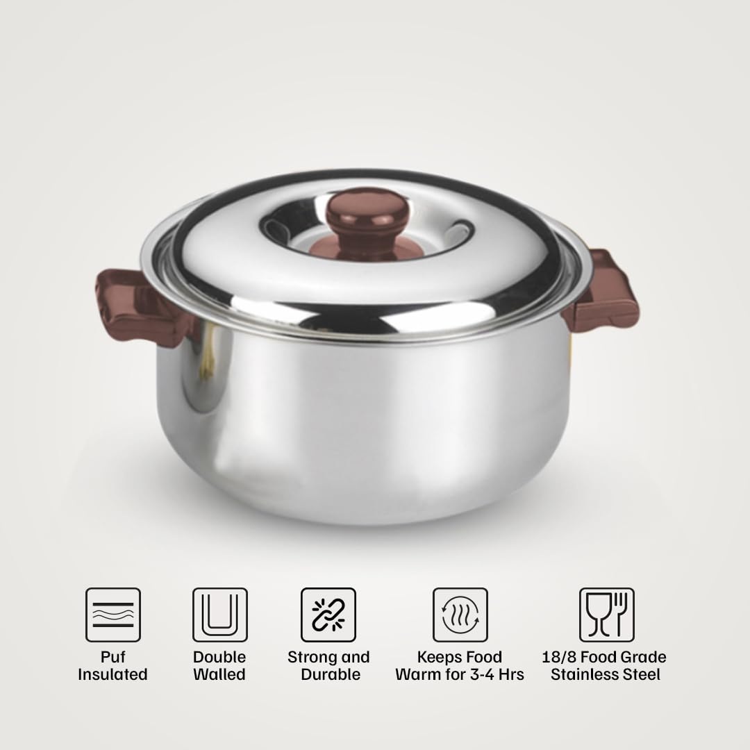 Vinod Stainless Steel Hot Casserole 6500ml - Insulated Food Warmer