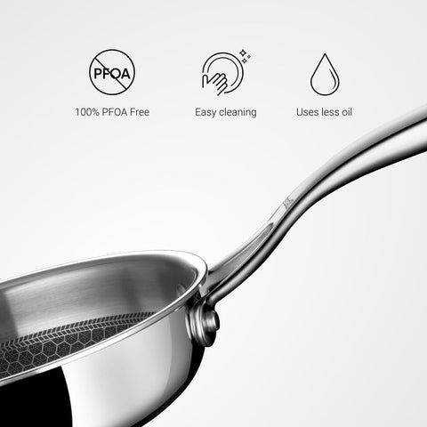 Stahl Artisan Hybrid Triply Frying Pan Without Lid 0.6 L, 16 cm, Induction Base Non Stick Fry Pan, Stainless Steel Frying Pan