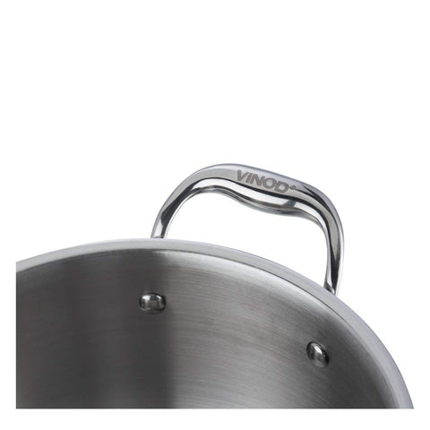 Vinod Platinum Triply Stainless Steel Saucepot with Lid - 8 Litre, 30 cm | 2.5mm Thick | SAS Bottom | Biryani Pot | Induction and Gas Base | 5 Year Warranty - Silver
