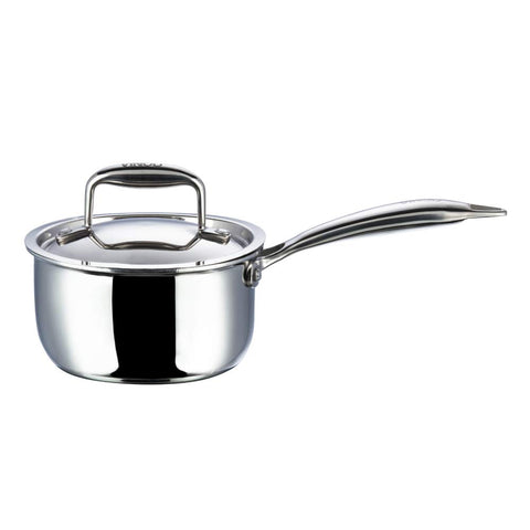 Vinod Platinum Triply Stainless Steel Saucepan with Lid - 1.2 litres (14 cm) | 2.5 mm Thick | Tea, Chai Pan | 5 Year Warranty | Induction & Gas Friendly, Heavy Bottom - Silver