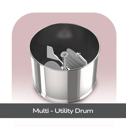 Ultra Mini 1.25 Litre Table Top Wet Grinder - White | Fast Grinding Conical Stones, 85W Power & 5 Years Warranty | AISI 304 Food-Grade SS Multi Utility Cylindrical Drum, Compact Design for Kitchen