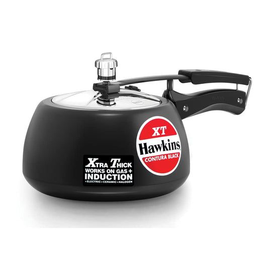 Hawkins Contura Black XT Induction Compatible Aluminium Inner Lid Pressure Cooker, 3 Litre, Black (CXT30)