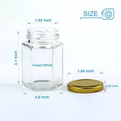 Hexagon Shape Glass Jar 100 ml | Stylish Storage Container for Spices, Honey & Dry Fruits