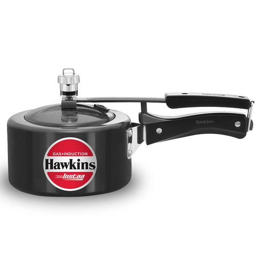 Hawkins 1.5 Litre Instaa Pressure Cooker, Induction Inner Lid Cooker, Tall Body Hard Anodised Baby Cooker, Black (IIH15)
