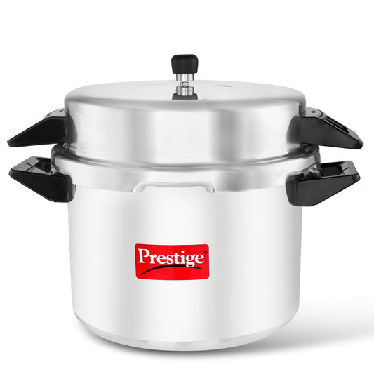 Prestige 20 Litre Aluminium Popular Outerlid Pressure Cooker |Virgin Aluminium| Gas Compatible|Controlled Gasket Release System|5 years warranty|ISI Certified