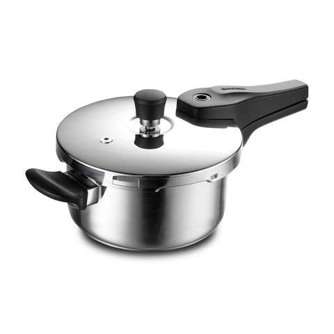 Tramontina  3 Litres Triply Pressure Cooker | Outer Lid | Healthy Stainless Steel Cooker | PFAS, PFOA, PTFE Free | 4-Layer Safety | Side Helper Handle | Induction Friendly | 5-Year Warranty*