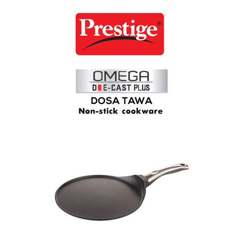 Prestige Omega Die cast Plus 27cm Dosa Tawa|Non-Stick with 3 Layers Scratch Guard Coating|Unique Heat Indicator|Gas & Induction Compatible|1 Year warrnty