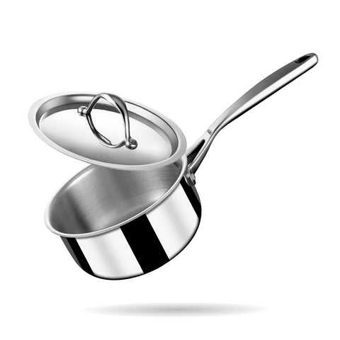 Stahl Artisan Triply Stainless Steel Sauce Pan with Lid, 2 L, 18 cm, Milk Pan, Stainless Steel Tea Pan, Induction & Gas Stove Compatible