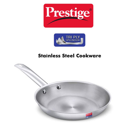 Prestige 22cm/1.2L Tri-Ply Stainless Steel Splendor Fry Pan| Gas & Induction Compatible| Even Heat Distribution| Strong and Durable| Thick Gauge