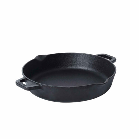 Meyer Pre Seasoned Cast Iron Skillet | Fry Pan | Iron Pan | Cast Iron Cookware| Cast Iron Frying Pan with 2 Side Handles | Gas and Induction Compatible, 24cm/ 1.6 litres, Black
