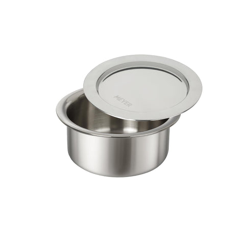 Meyer Triply Stainless Steel Tope with SS 304 Lid | Healthy, Non Toxic | Extended Grip | Bhagona | Tapeli | Patila | for Boiling Milk/Water | 14CM/1.1 Liters Capacity | 10 Year Warranty | Silver