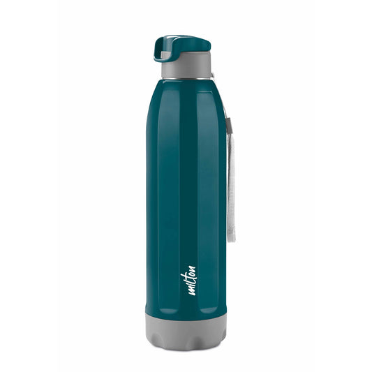 Milton Steel Meridian 900 Thermoware Bottle with Spout Mouth Flip Top Lid, 630 ml Water Bottle, PU Insulated, Green