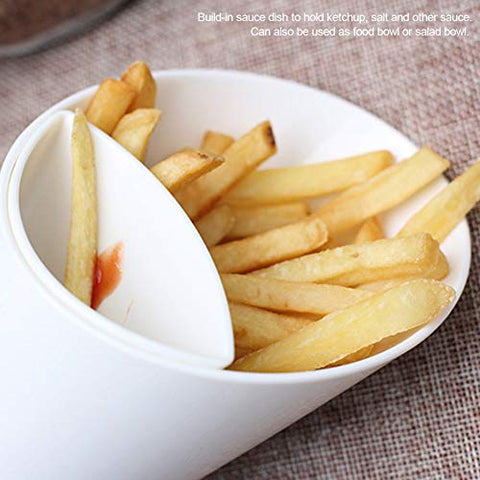 Milton French Fry Holder and Ketchup Cups Set 2 in 1 | French Fry Cone Dipping Cups for French Fries and Veggies | Fries Cup with Dipping Container French Fries Holder, Potato Chips Cup for Home Restaurant