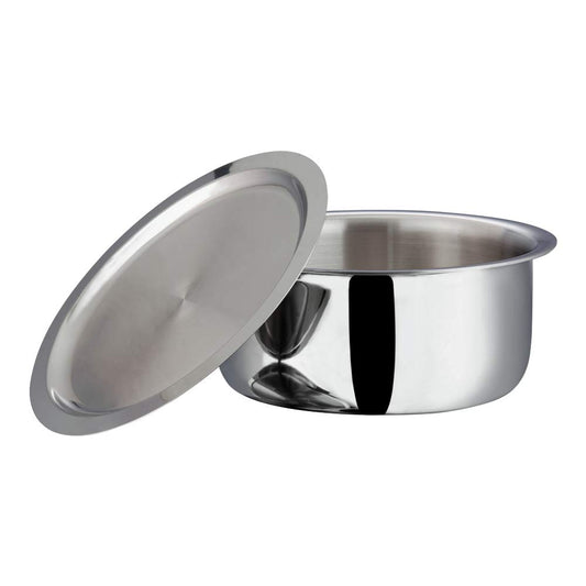 Vinod Platinum Triply Stainless Steel Tope / Patila with Stainless Steel Lid 4.7 litres Capacity (22 cm Diameter) - Silver (Induction and Gas Stove Friendly), 5 Years Warranty